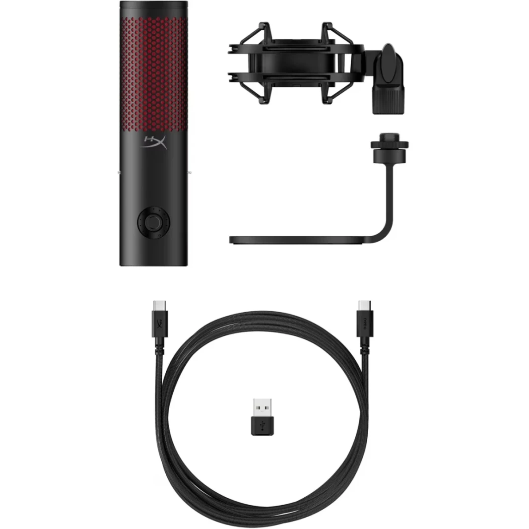 HP Hyperx Quadcast 2 (2024) USB HI-RES الاستوديو-تسجيل الجودة MIC على متن الطائرة LED-الأسود