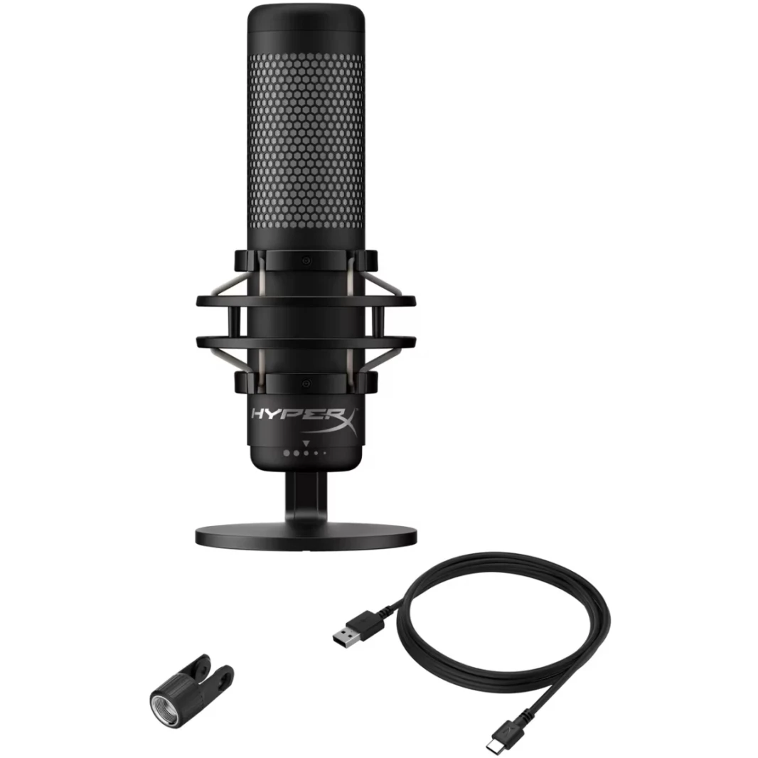 HP Hyperx Quadcast 2 (2024) USB HI-RES الاستوديو-تسجيل الجودة MIC على متن الطائرة LED-الأسود