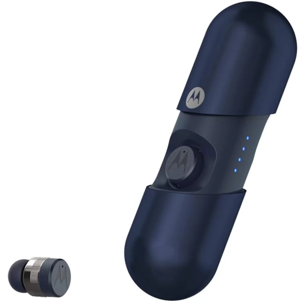 Motorola Vervebuds 400 سماعات أذن لاسلكية حقيقية مع حالة شحن مبتكرة وأنيقة - بلو بلو