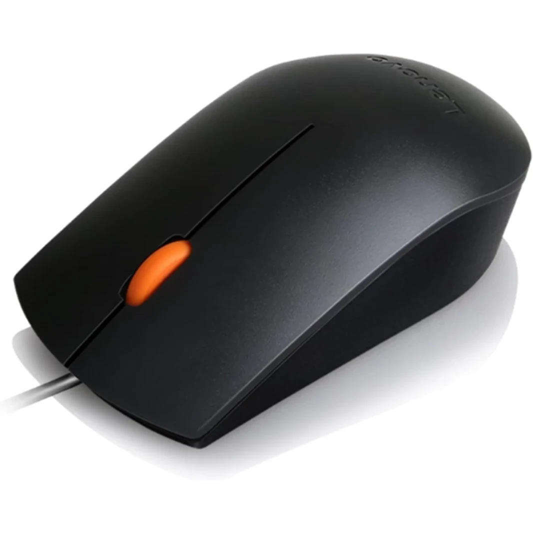 Lenovo 300 Wires Mouse يمينًا ويسارًا يسلم USB ما يصل إلى 20 مليون نقرة - أسود