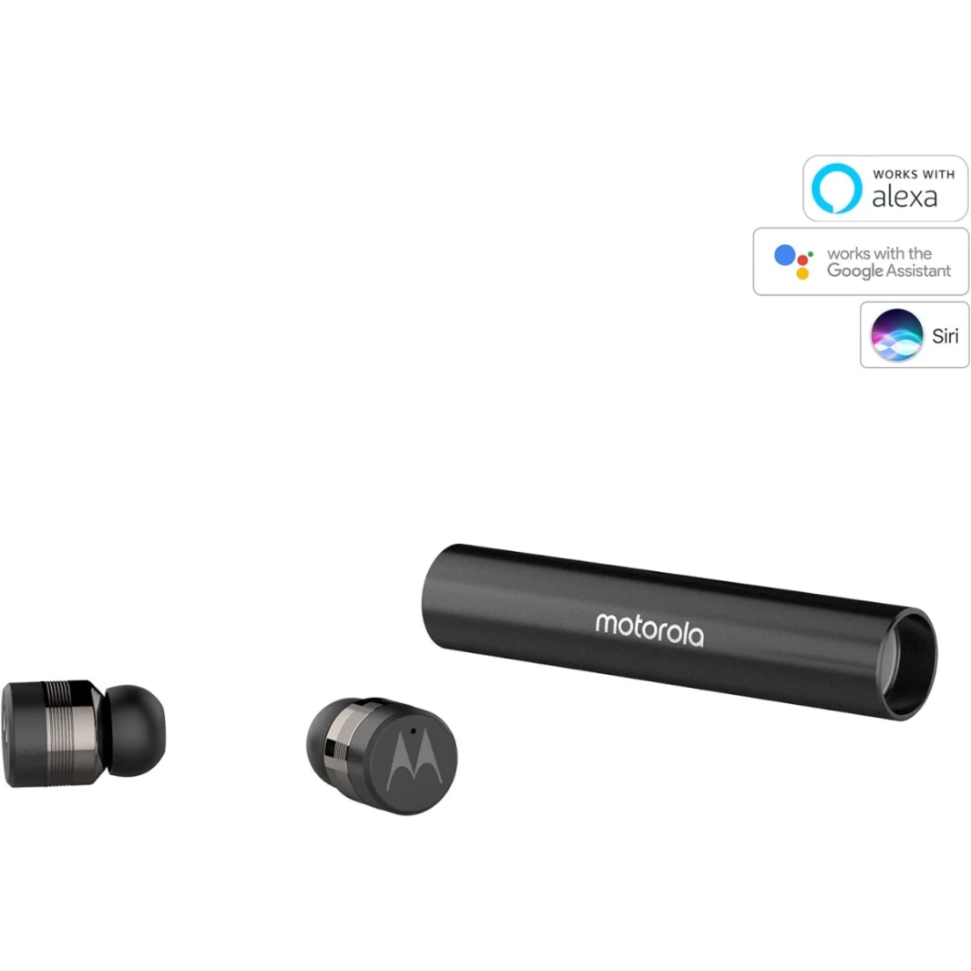 Motorola Lifestyle VerveBuds 300 سماعات بلوتوث اللاسلكية في الأذن 10 ساعات وقت اللعب Alexa و Google و Siri - أسود