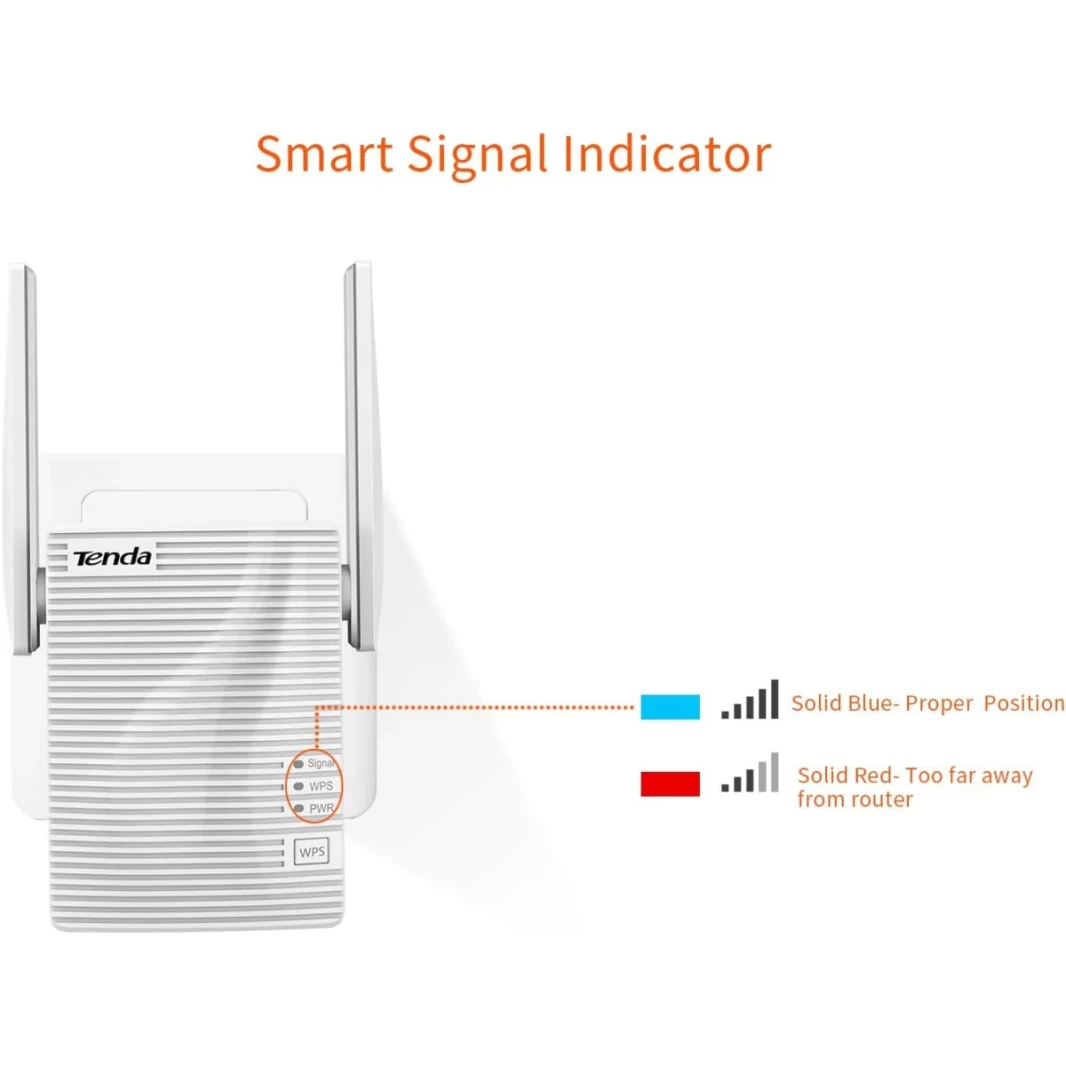 Tenda A18 AC1200 Dual Band Wi-Fi مكرر Wi-Fi ، النطاق العريض/موسع Wi-Fi ، و Wi-Fi Booster/Hotspot ، مع منفذ إيثرنت واحد ، يعمل مع جميع مزودي النطاق العريض