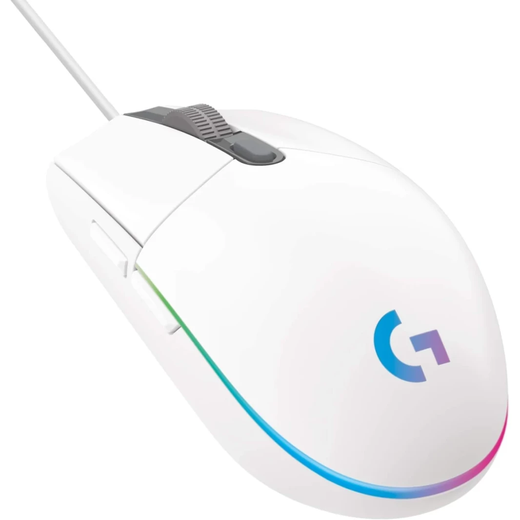 Logitech G102 Light Sync Gaming Aguctionizable RGB Lighting 6 أزرار قابلة للبرمجة مستشعر ألعاب الصف 8000 دبوة دبي للوزن الخفيف - أبيض