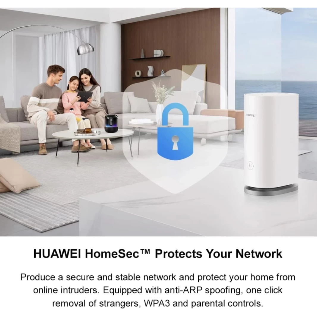 HUAWEI WS8100 WiFi Mesh 3 AX3000 Up to 3000Mbps Whole Home Mesh WiFi System Seamless & Speedy Connect 250+ Devices For Med-Large Homes – Pack of 3