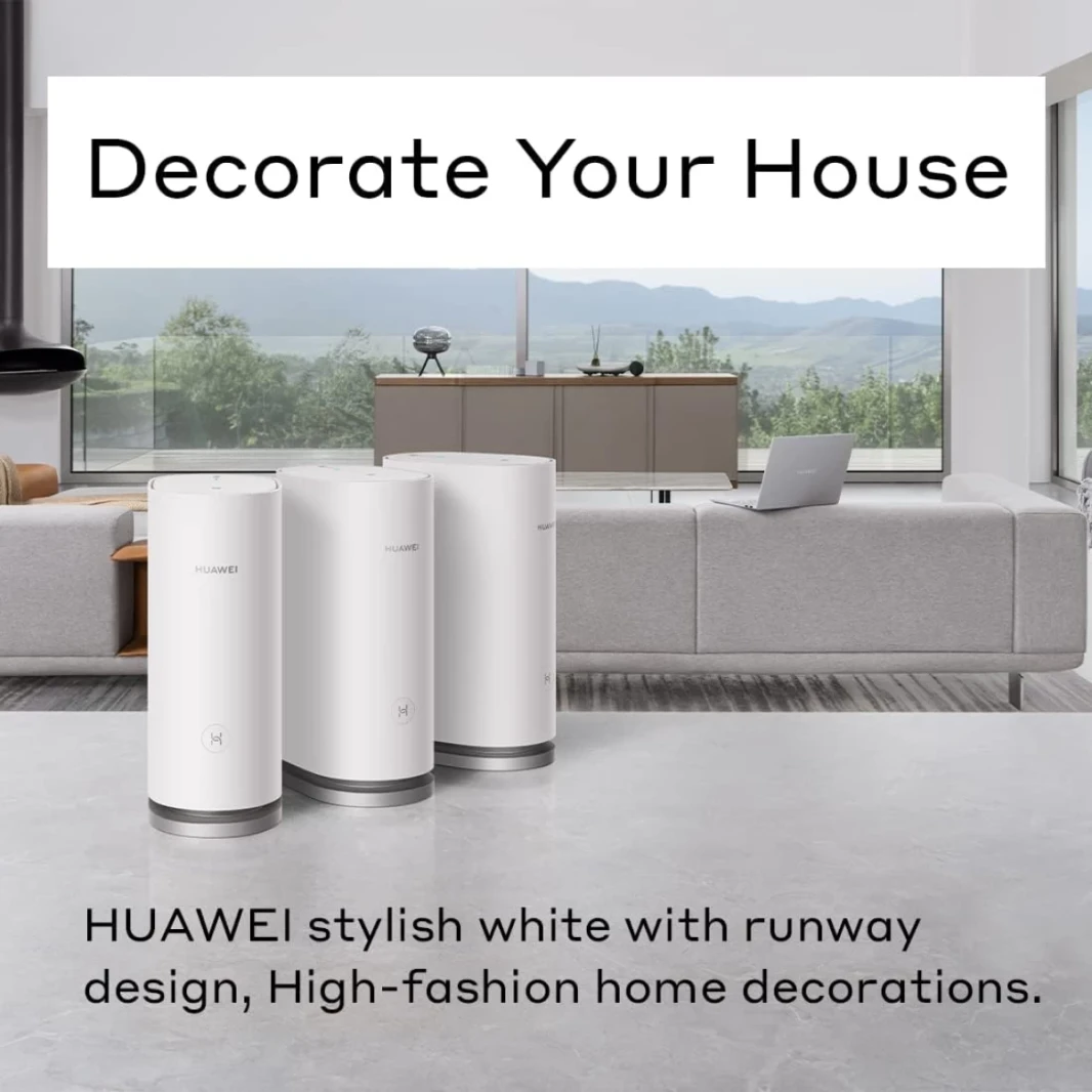 HUAWEI WS8100 WiFi Mesh 3 AX3000 Up to 3000Mbps Whole Home Mesh WiFi System Seamless & Speedy Connect 250+ Devices For Med-Large Homes – Pack of 3