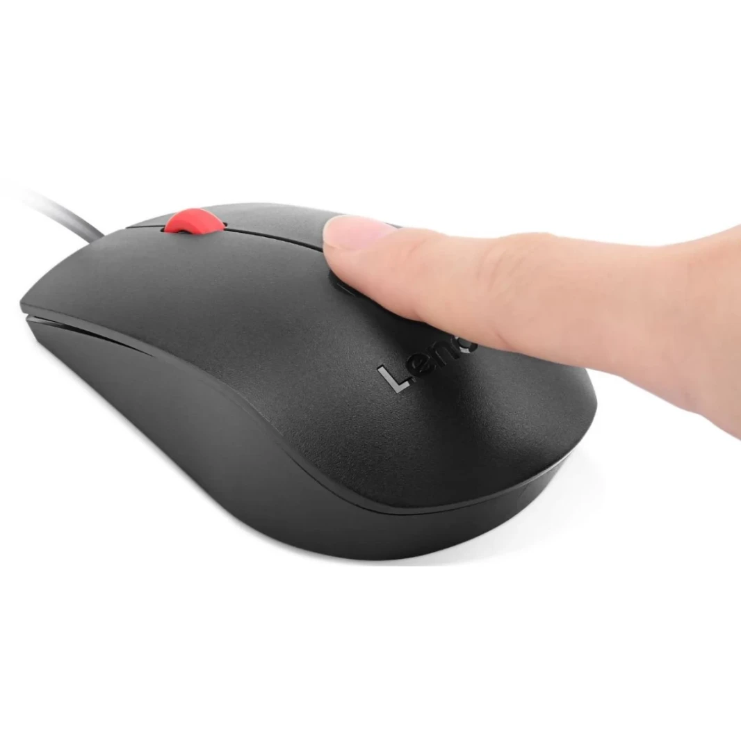 Lenovo Fingerprint Biometric USB Mouse Pointing Devices 1600 dpi Windows Hello certified Ambidextrous Design - Black