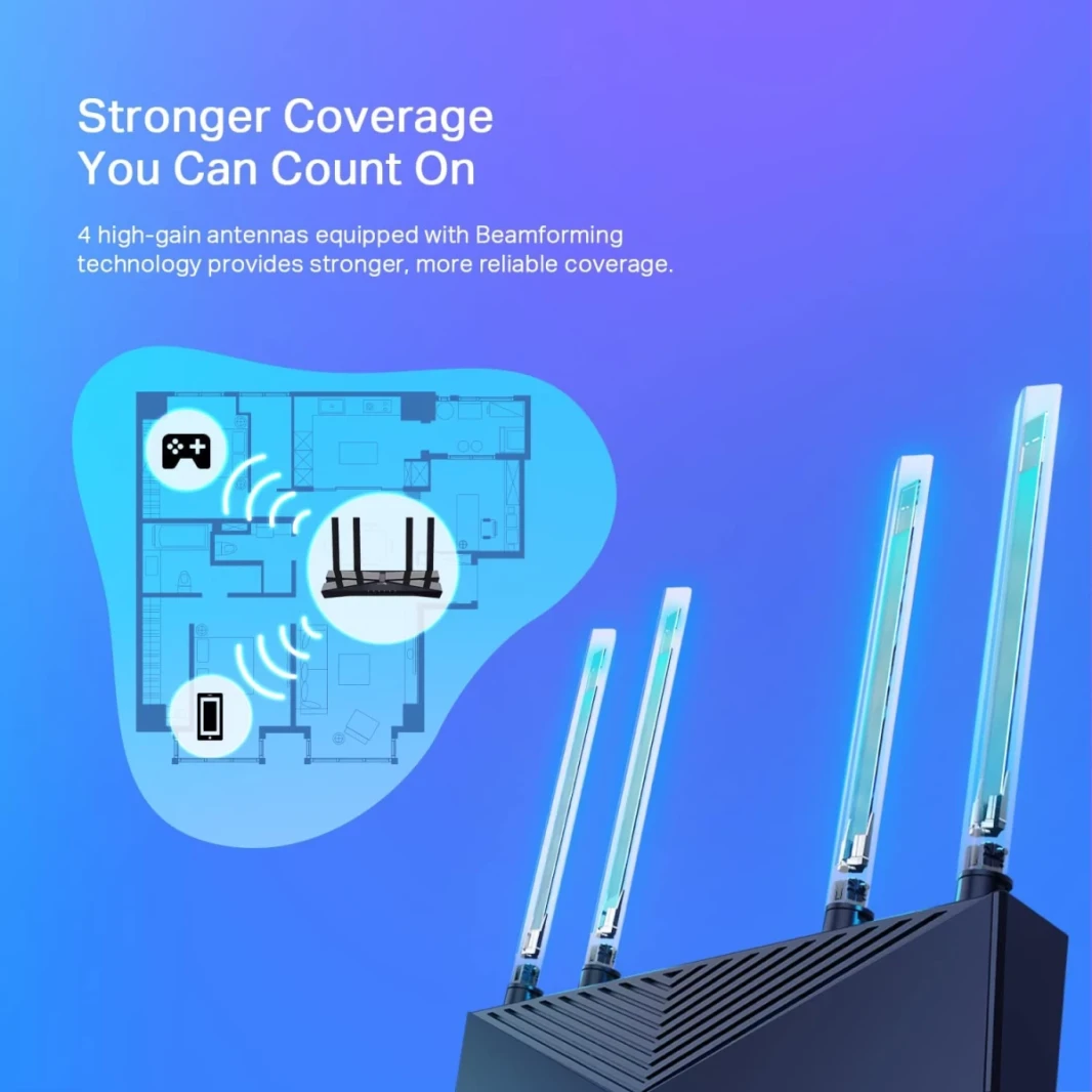 TP-Link Archer AX23 AX1800 WiFi 6 Smart WiFi Dual Band Gigabit Wireless Long Ranger Coverage