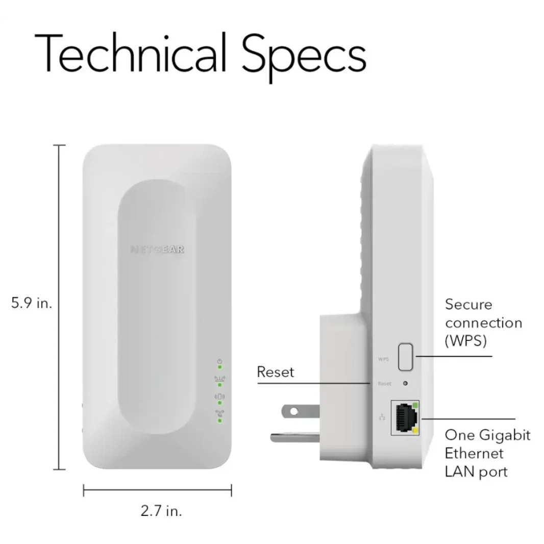 Netgear (EAX12) Wi-Fi 6 Mesh Range Extender AX1600 Dual-Band Wireless Signal Dooster & Repeater (تصل إلى 1.6 جيجابت في الثانية) ، أمان WPA3 ، التجوال الذكي