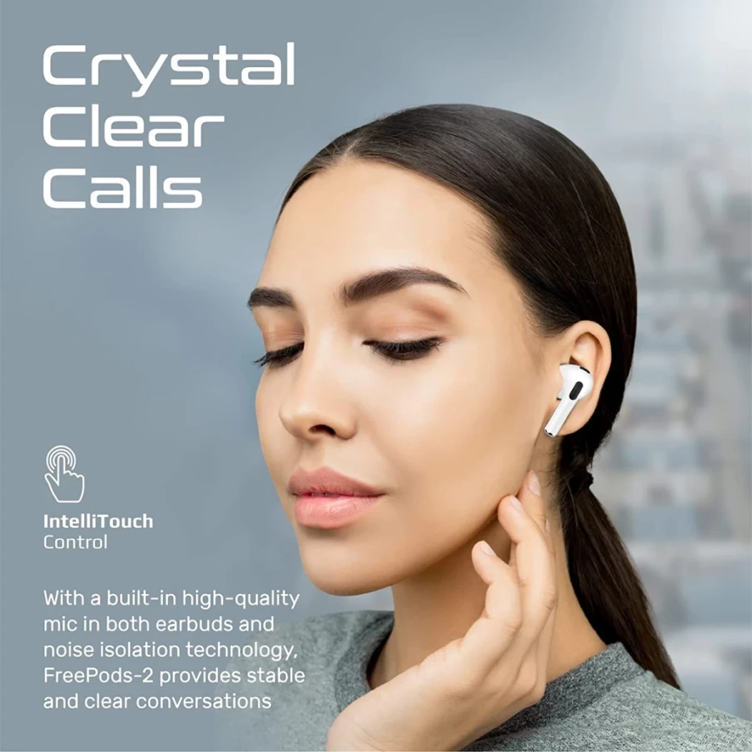 PROMATE FREEPODS-2 FIDELITY HIGH IN-OER Bluetooth v5.0 w/ MIC المدمج 25 ساعة وقت التشغيل التلقائي والشحن اللاسلكي-أبيض