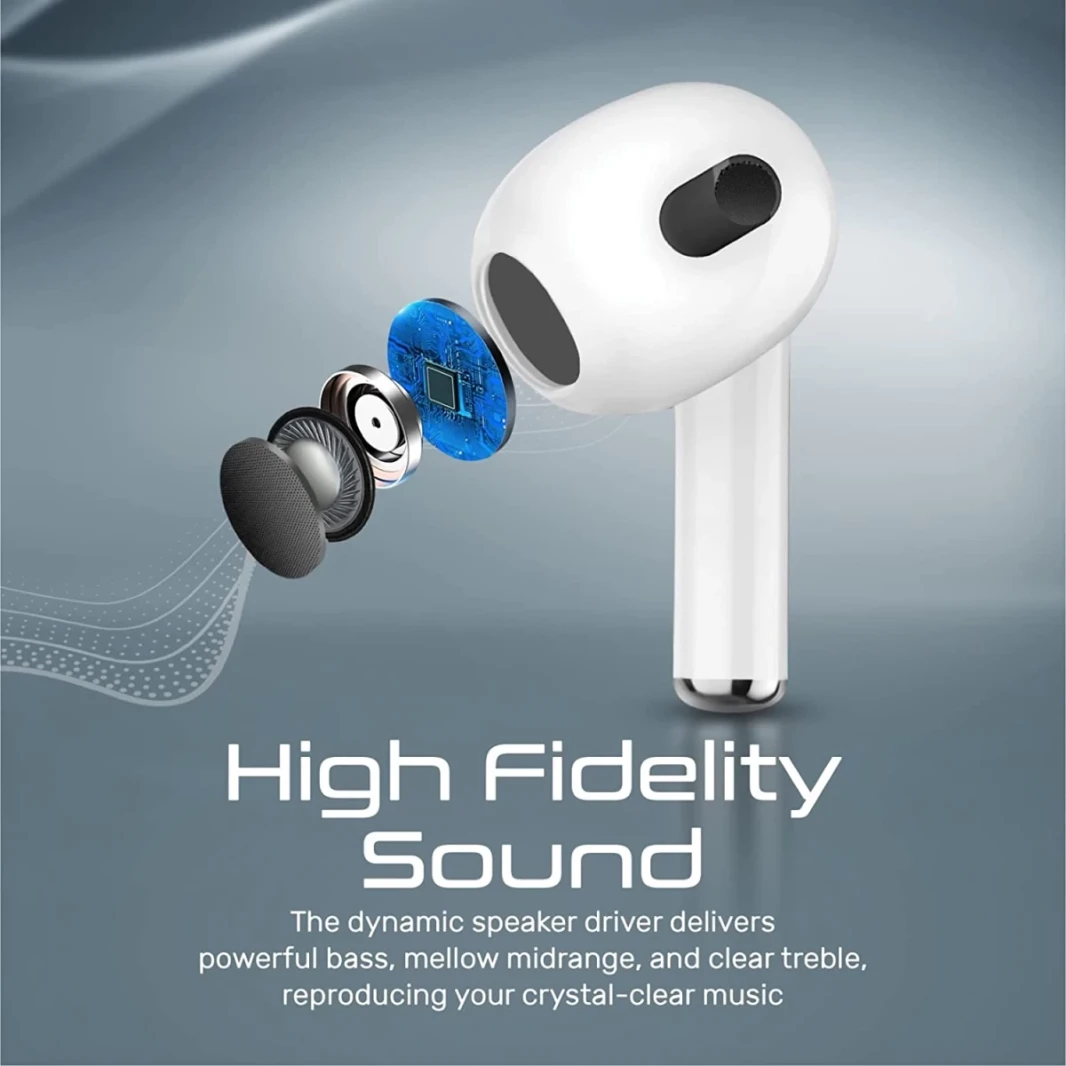 PROMATE FREEPODS-2 FIDELITY HIGH IN-OER Bluetooth v5.0 w/ MIC المدمج 25 ساعة وقت التشغيل التلقائي والشحن اللاسلكي-أبيض