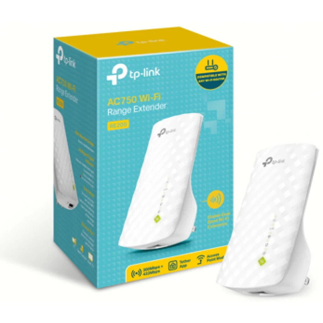 TP-LINK RE200 AC750 WIFI نطاق النطاق المزدوج 750MBPS مع 802.11B/G/N
