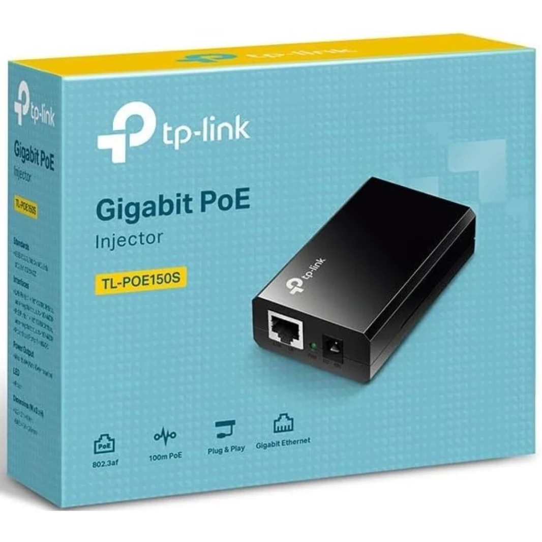 TP-Link TL-POE150S-802.3AF GIGABIT POE Injector | تحويل غير بوي إلى محول POE | Auto يكتشف الطاقة المطلوبة ، حتى 15.4W | التوصيل والتشغيل | المسافة تصل إلى 100 متر (328 قدمًا) | أسود