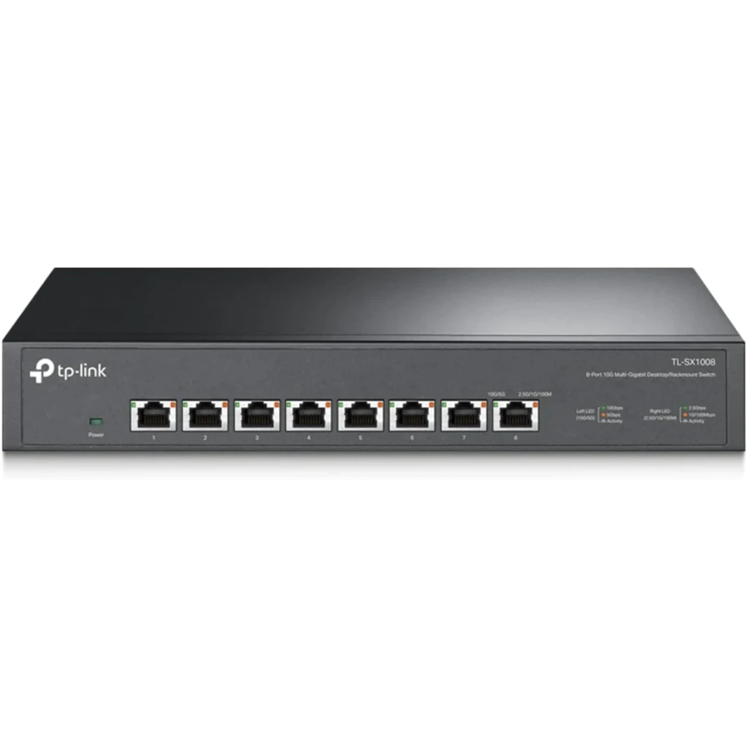 TP-Link TL-SX1008 | 8 Port 10G/Multi Gig Underged Ethernet Switch | سطح المكتب/Rackmount | التوصيل والتشغيل | غلاف معدني قوي | سرعة التفاوض التلقائي