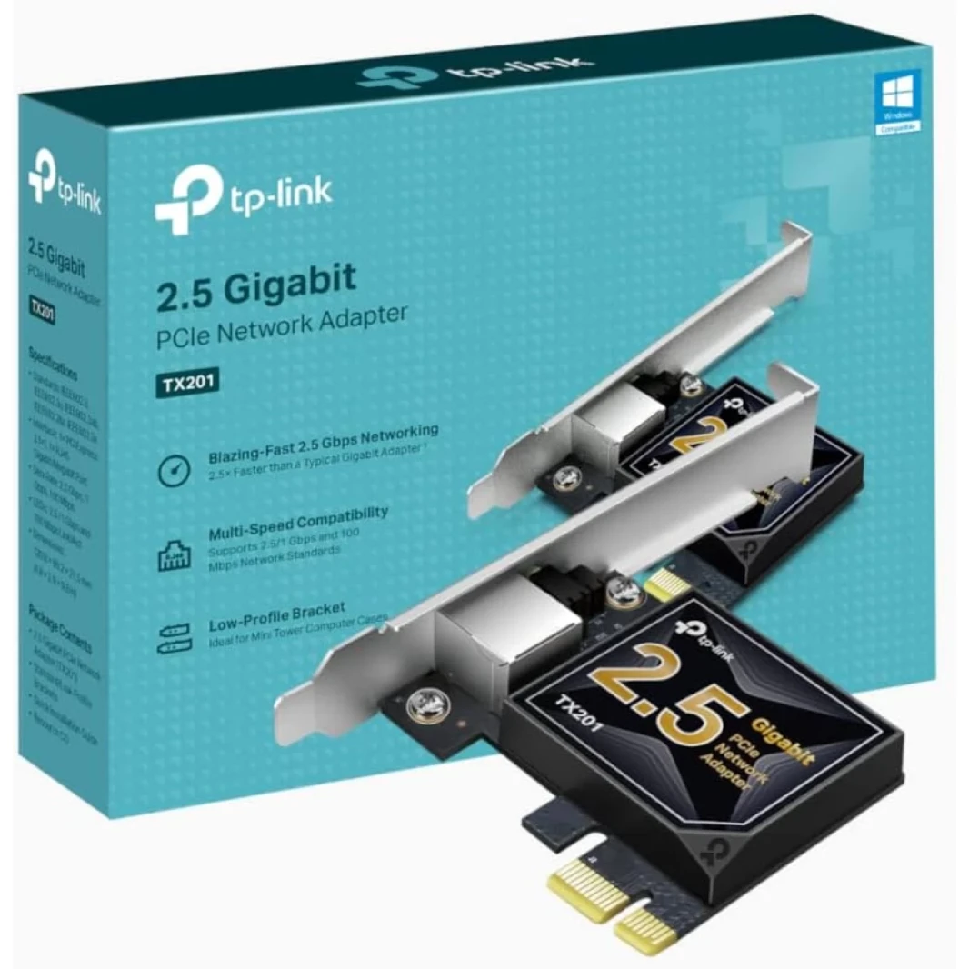 TP-LINK TX201 2.5GB PCIE CARTER CARD PCIE إلى 2.5 GIGABIT Ethernet Network Adapter يدعم Windows 11/10/8.1/8/7 ، Win Server 2022/2019/2016 ، Linux