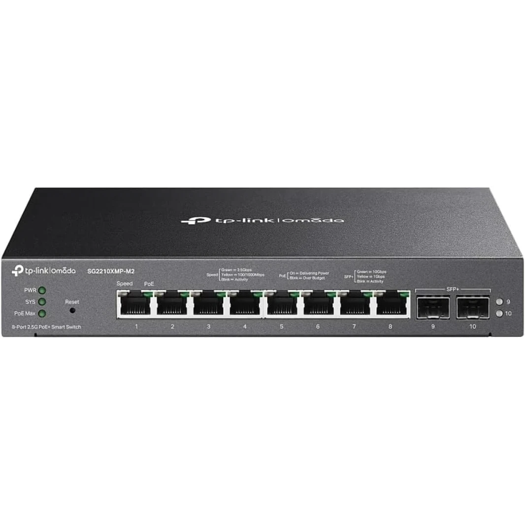 TP-Link SG2210XMP-M2-Omada Multi-Gigabit Network Switch ، 8-Port 2.5G POE+ POTTS ، 160W و 2-PORT 10GE SFP+ SMART SWITCH
