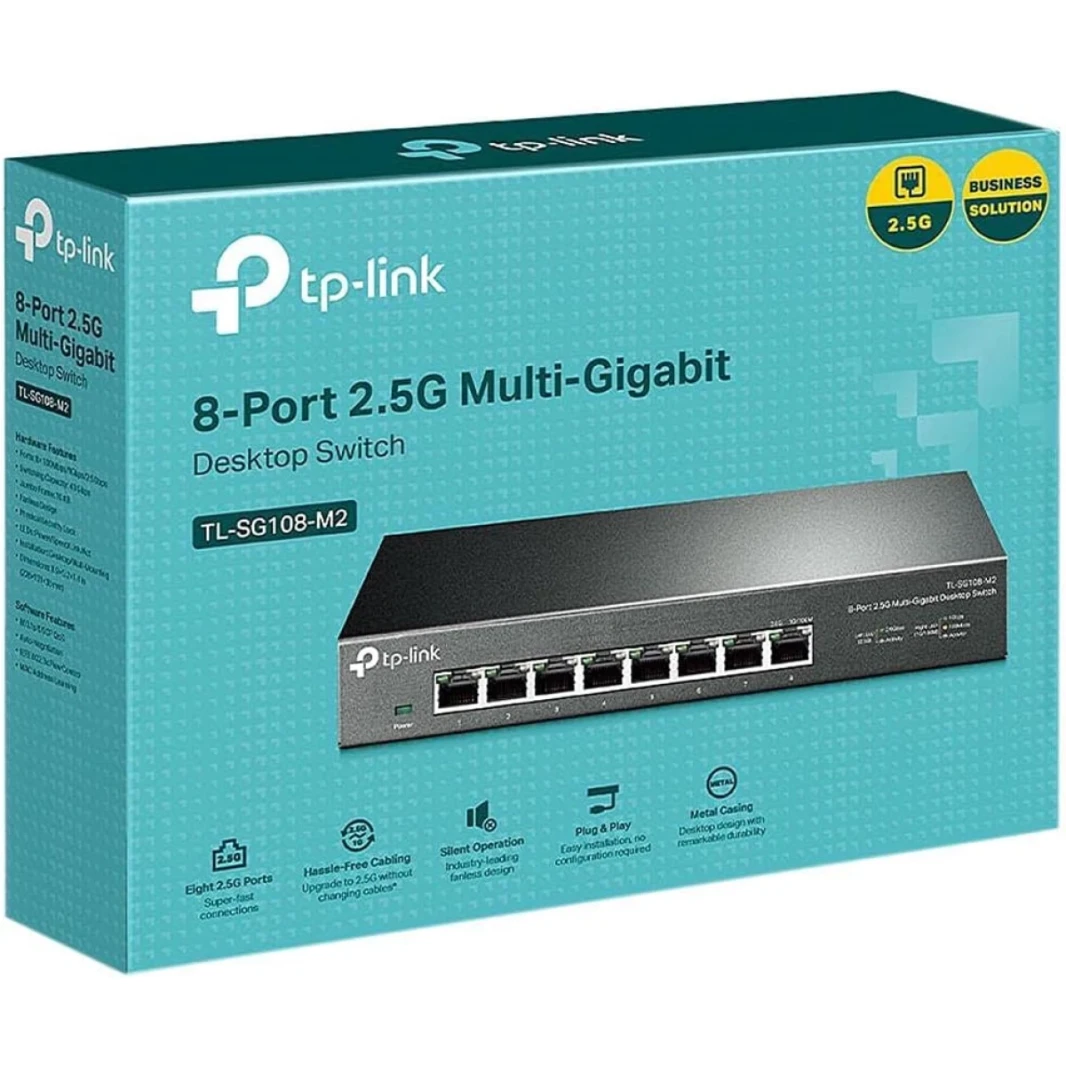 TP-LINK TL-SG108-M2-8 منفذ مفتاح شبكة غير مُدارة ، فاصل Ethernet ، عرض النطاق الترددي 2.5 جرام ، سطح المكتب والتشغيل.
