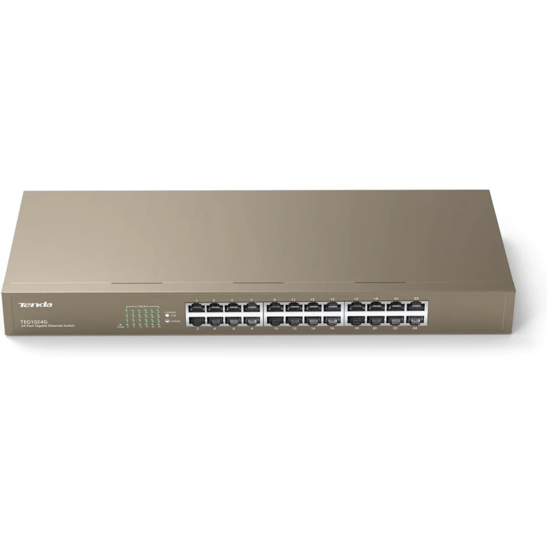 Tenda (TEG1024G) مفتاح Gigabit على مدار 24 منفذًا ، مفتاح Rackmount Ethernet غير المدير