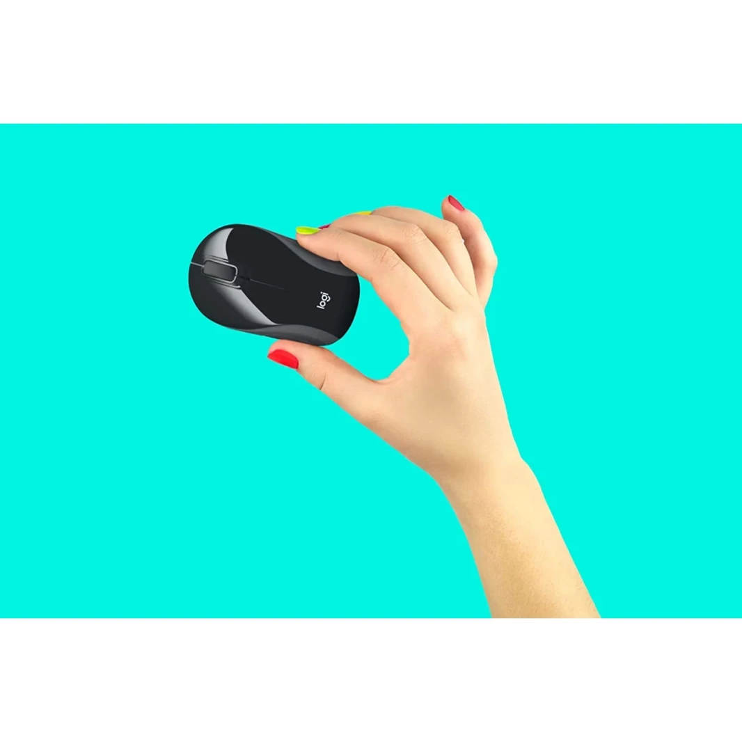 Logitech M187 Wireless Mini Mouse Ultra Portable ، 2.4 GHz مع جهاز استقبال USB 3 -Buttons PC / MAC / LAPTOP - أسود