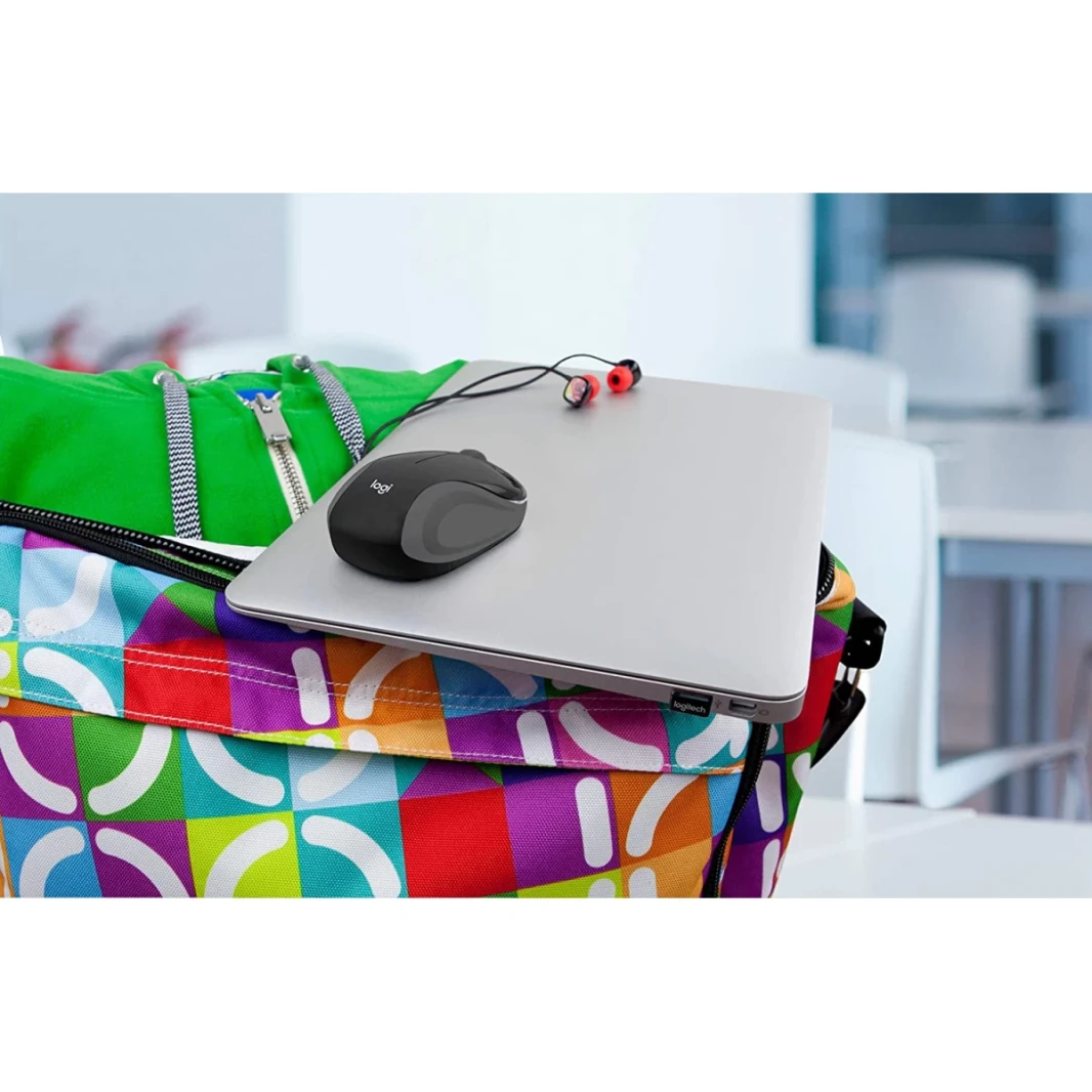 Logitech M187 Wireless Mini Mouse Ultra Portable ، 2.4 GHz مع جهاز استقبال USB 3 -Buttons PC / MAC / LAPTOP - أسود