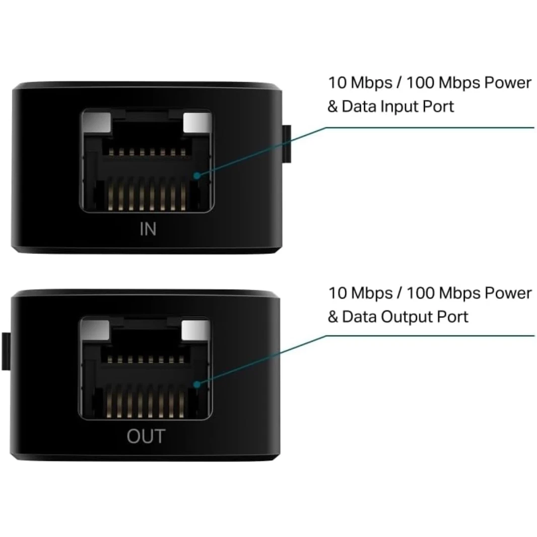 TP-Link TL-POE10E FAST Ethernet POE+ Extender POE/POE+ امتداد شبكة 100 متر-250 مترًا مع 802.3AF/يصل إلى 20 وات توصيل الطاقة والتشغيل