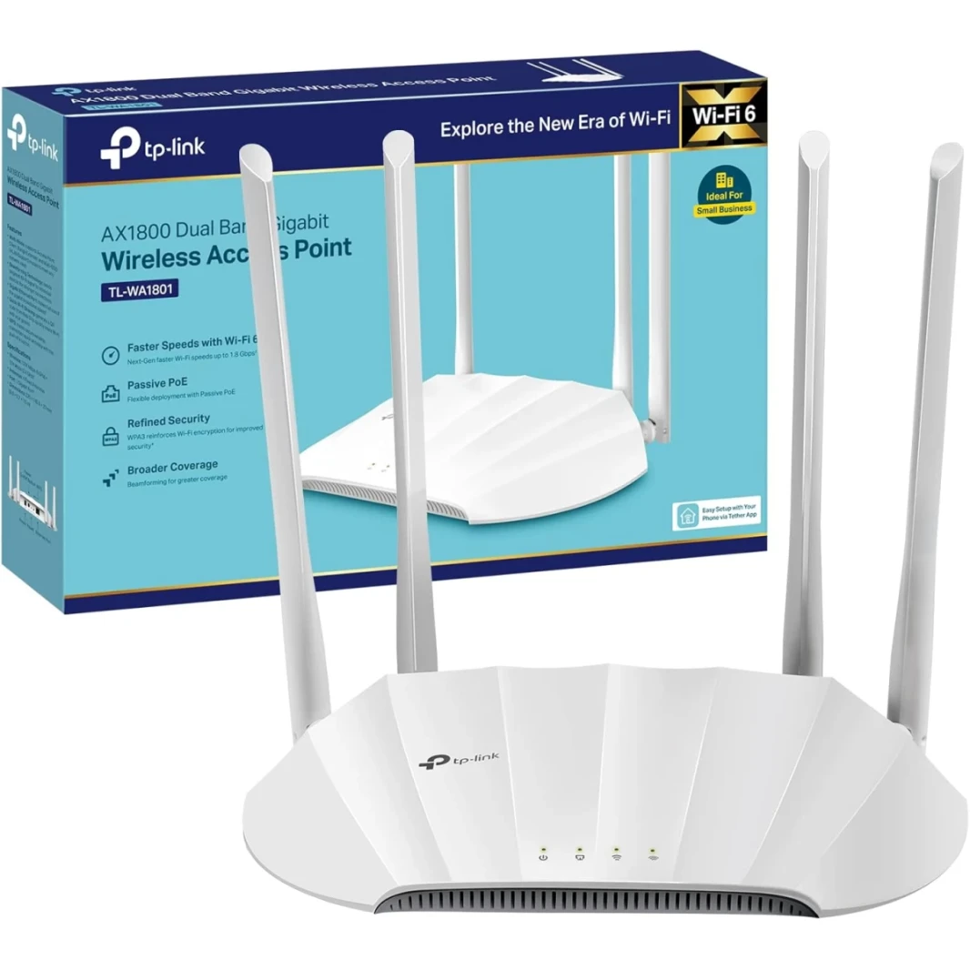 TP-Link TL-WA1801 AX1800 Dual Band Gigabit Wi-Fi 6 Access Point Desktop Wi-Fi Bridge HE80 & Beam-tabling يدعم Multi-Ssid/Client/Range Extender Mode 4 HOTENNAS HOTENNAS POE POE