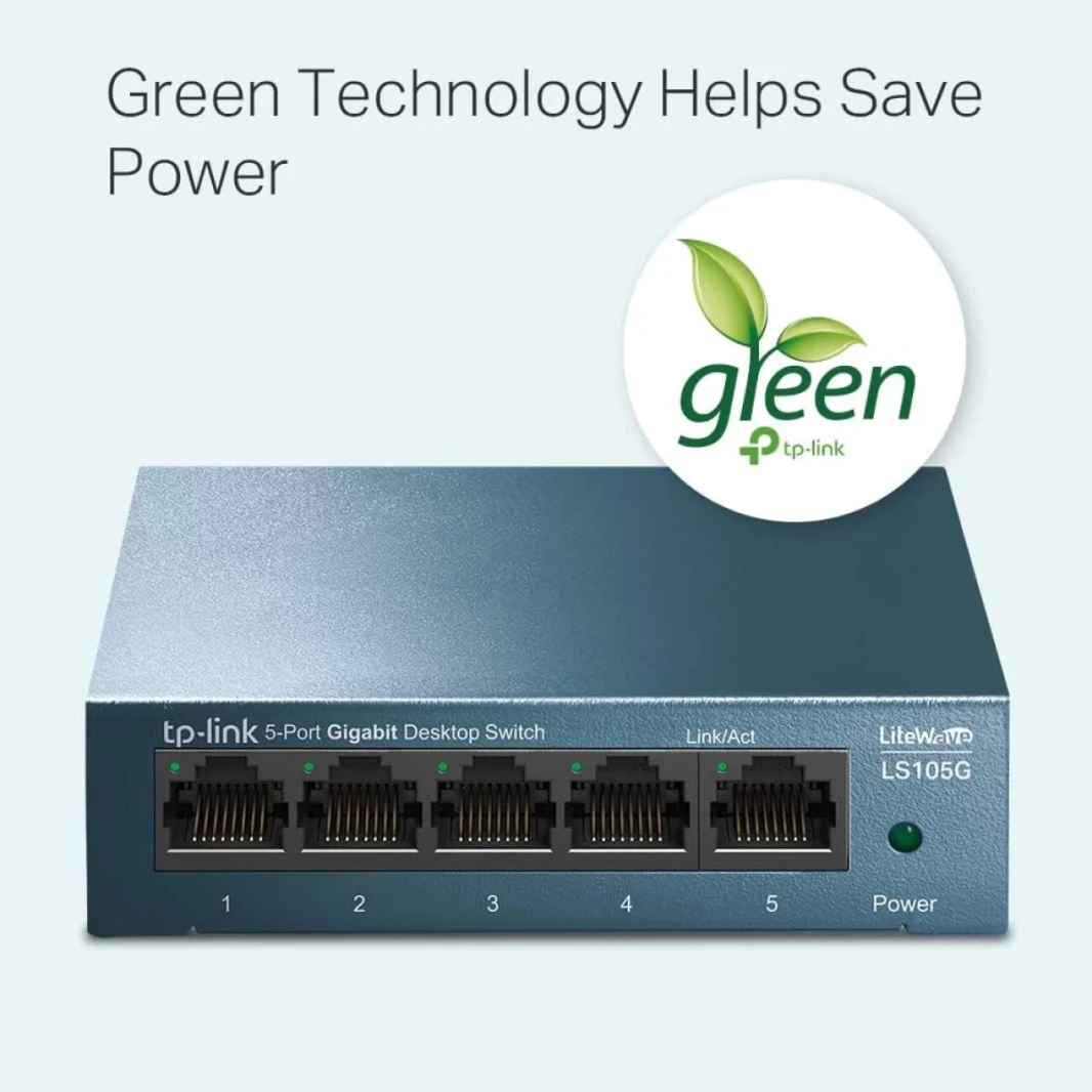 TP-Link LS105G 5-Port Desktop/WallMount Gigabit Ethernet Switch/Hub Network Splitter Steel Case