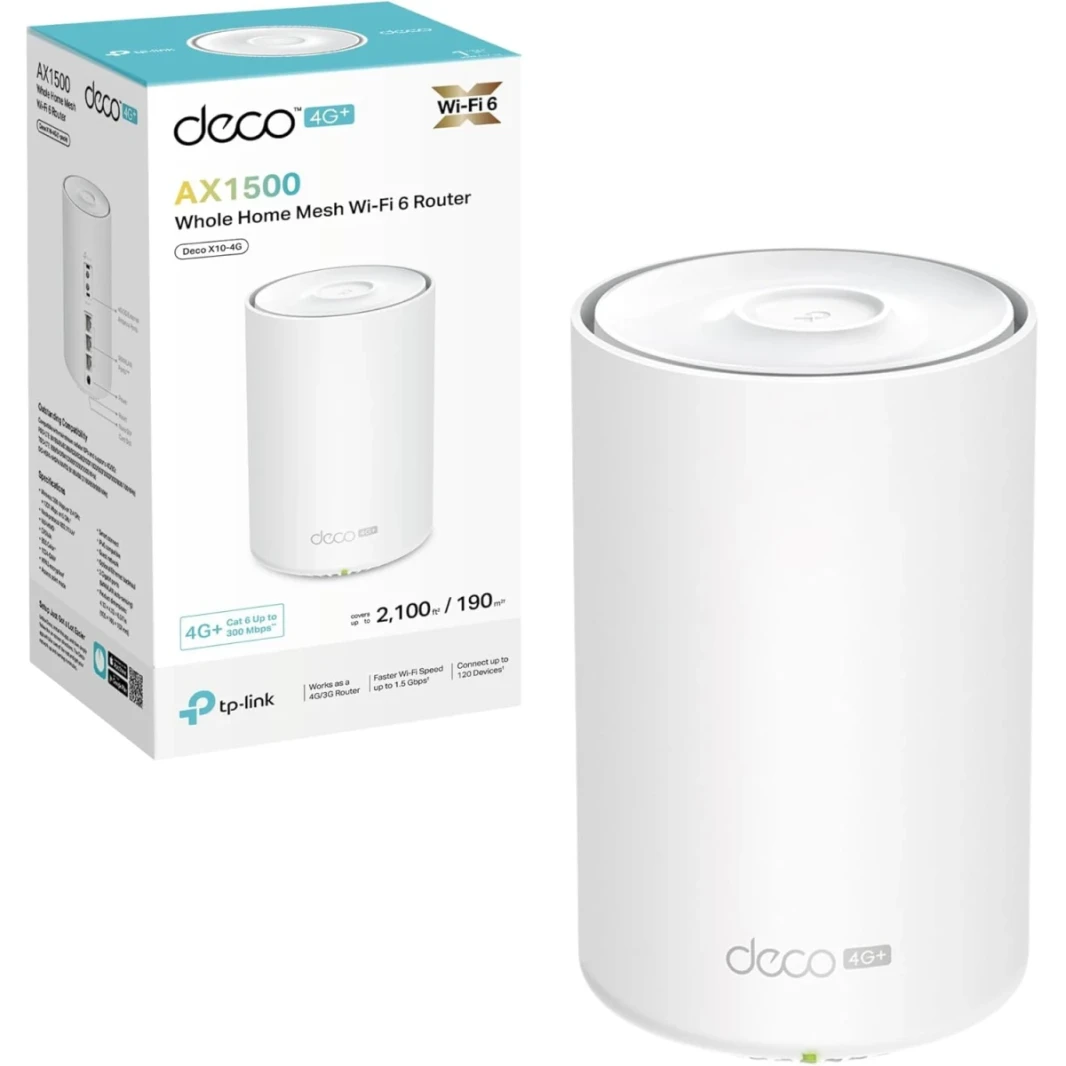 TP-Link Deco X10-4G 4G+ Router WiFi 6 AX1500 Mbps 4G+ Cat6 WiFi 4G Router 4G Router with Sim Slot, Sim Card Router, Mesh WiFi 6 System, Gigabit Ports, WiFi Extender Booster (3Pack)