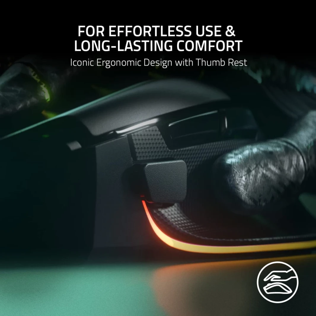 Razer Basilisk V3 تخصيص أسرع تبديل Chroma RGB 26K DPI 11 أزرار Hyperscroll - أسود
