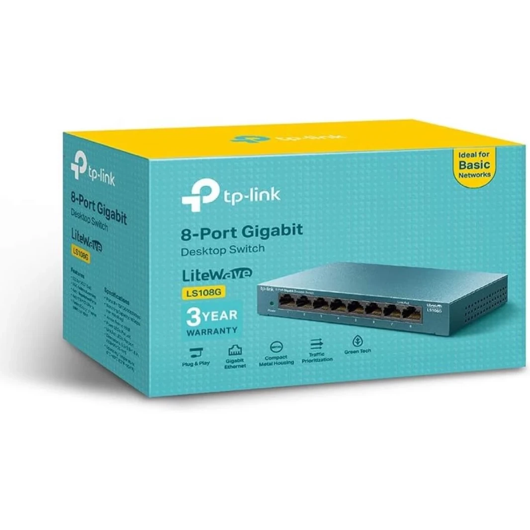 TP-LINK LS108G 8-منفذ سطح المكتب/WALLMOUNT GIGABIT ETHERNET SWITCH/HUB شبكة الفولاذ