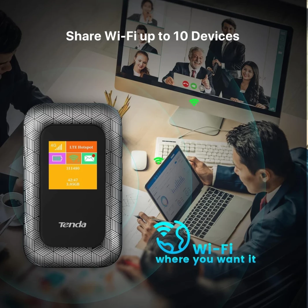 Tenda (4G185) 4G LTE-Advanced 150Mbps Pocket Mobile Wi-Fi Router 10 Hours Long Battery