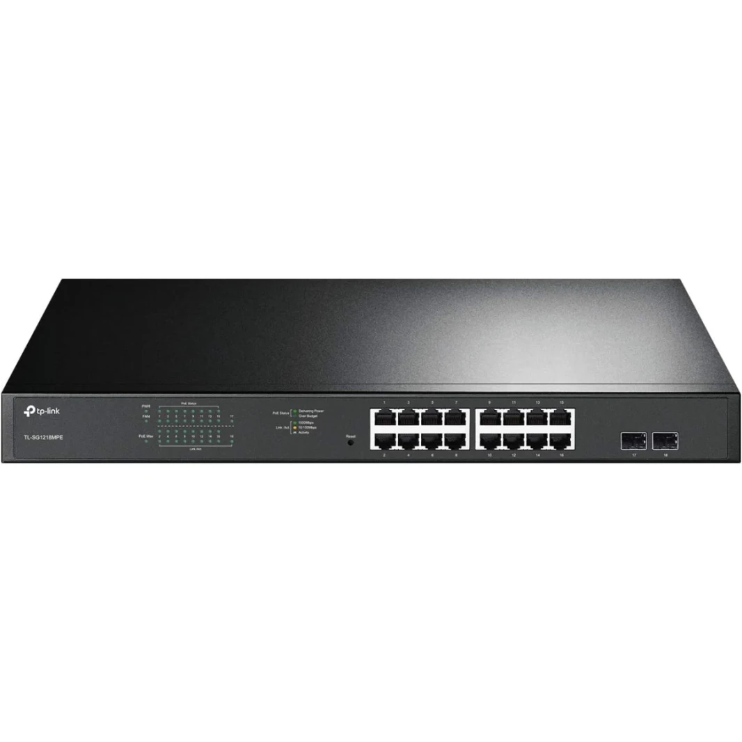 TP-Link TL-SG1218MPE 16 Port Gigabit PoE Switch Smart Managed 250W 2 non-PoE Ports 2 Combo SFP slots QoS Vlan IGMP & LAG