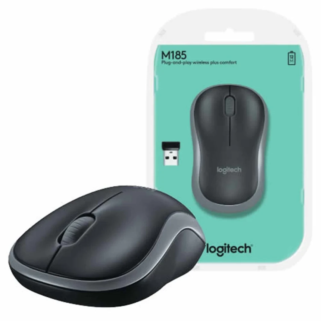 Logitech M185 اللاسلكية الماوس ambidextros USB PC / MAC - رمادي