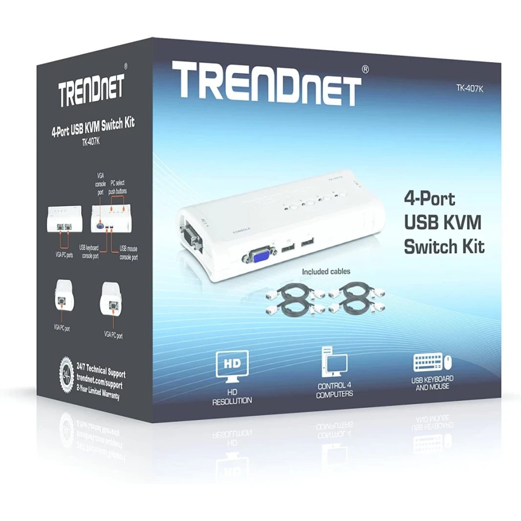 Trendnet TK-407K 4-PORT USB KVM SWITCH KIT VGA & USB COLLINGE CABLING CABLINGE