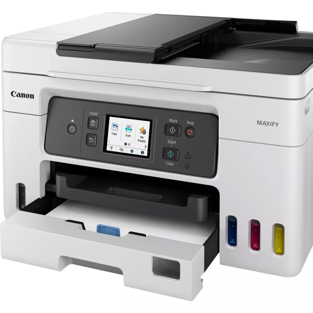Canon Maxify GX4040 Ink Tank All-In-One Machine وشبكة متعددة الوظائف (نسخ/طباعة/مسح/فاكس) مع وحدة تغذية المستندات التلقائية-أبيض