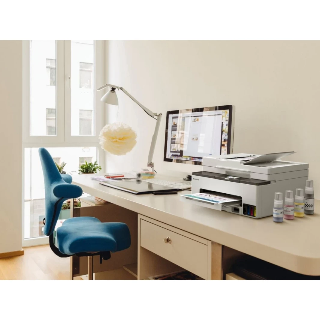Canon Maxify GX2040 Ink Tank All-In-One Machine وشبكة متعددة الوظائف (نسخ/طباعة/مسح/فاكس) مع وحدة تغذية المستندات التلقائية-أبيض