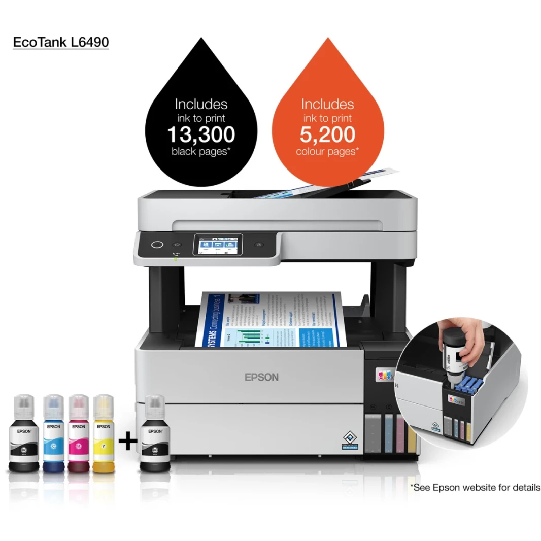 Epson Ecotank L6490 Color All-in-One Multi-Function Machine (Copy/Print/Scan)-Black