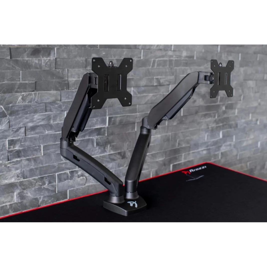 Arozzi Alzare Dual Gas Lift Monitor Arm 360 ° Management Cable Management - Black