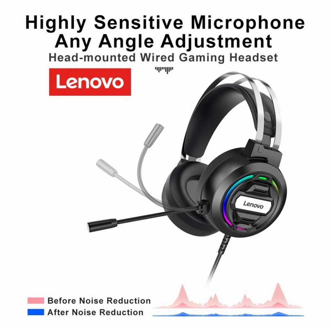 Lecoo H401 Wired Gaming RGB Headset with MIC for Laptop PC Design by Lenovo