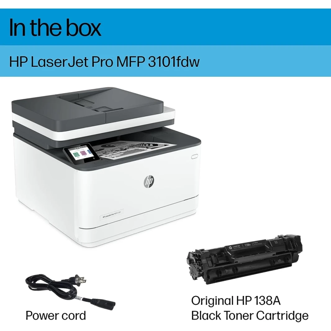 HP LaserJet Pro MFP 3103FDW Mono Laser Multifunction 4-in-One Frinters ، Duplex & Auto Feeder-White