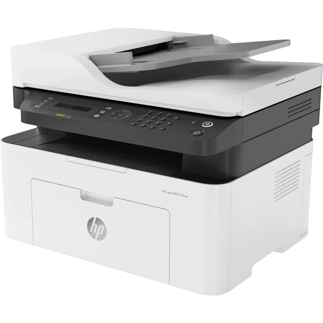 HP LaserJet MFP M137FNW Mono Black and White Laser Multifunction 4-In-One مع وحدة تغذية تلقائية-أبيض