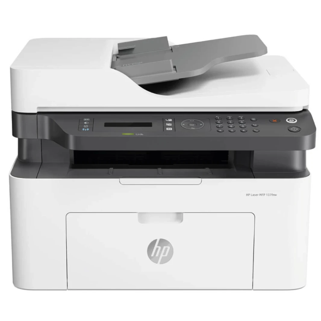HP LaserJet MFP M137FNW Mono Black and White Laser Multifunction 4-In-One مع وحدة تغذية تلقائية-أبيض