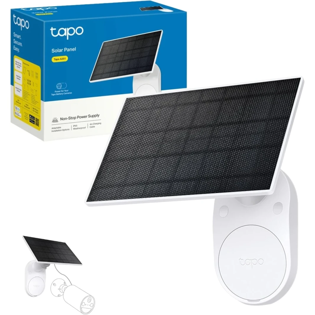 Tapo Tapo A201 Solar Panel Flexibly Installed & Angle Adjustment, High-Efficiency 45min Solar Charging for Full Day Usage, IP65 Weatherproof, Works with All Tapo Battery-powered cameras