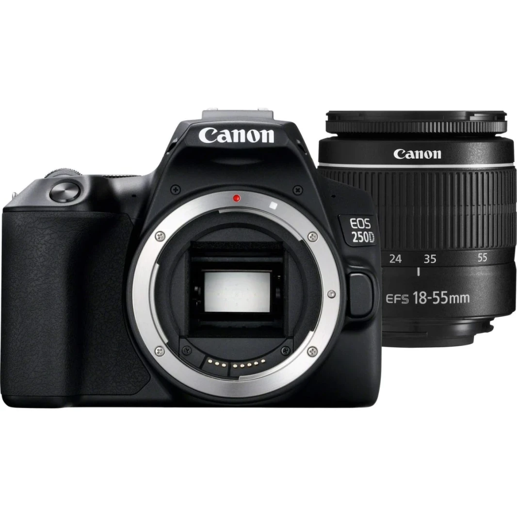 Canon EOS 250D 24.1 MP DSLR Camera W/ EF-S 18-55mm f/ 3.5-5.6 III Lens-Black