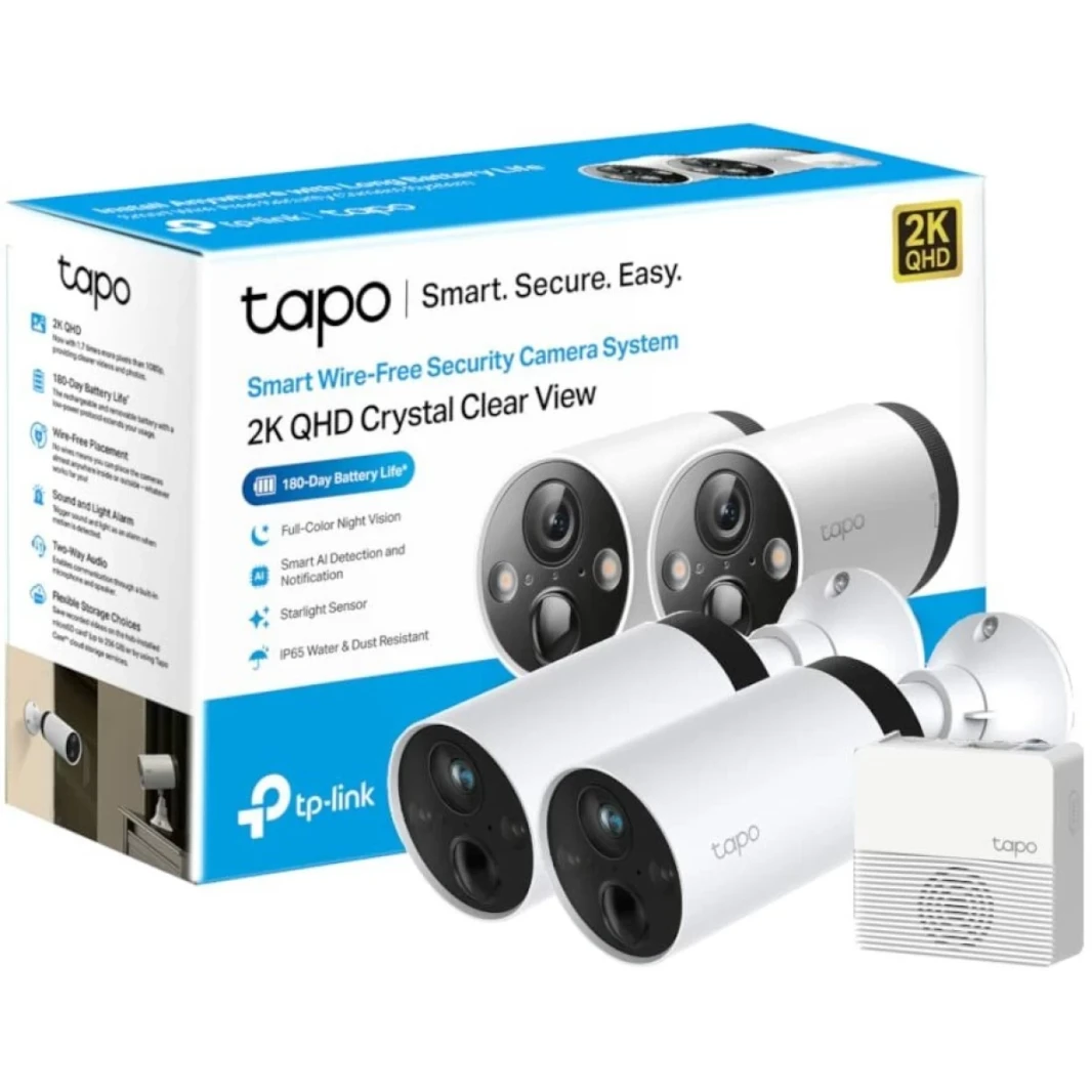 TP-Link Tapo C420S2 2K QHD Outdoor Wireless Security Camera System Up to 180 Day Battery Color Night Vision w/Starlight Sensor works w/Alexa & Google Home