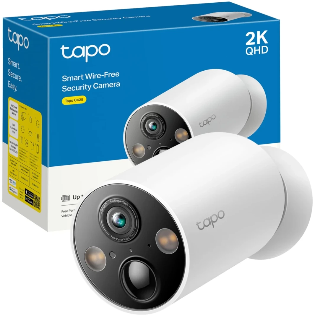 TP-Link Tapo C425 Magcam خالية من الأسلاك داخلي/خارجي 2K 2K QHD 4MP 1440P بطارية مدعومة بأمان ذكي كاميرا مغناطي