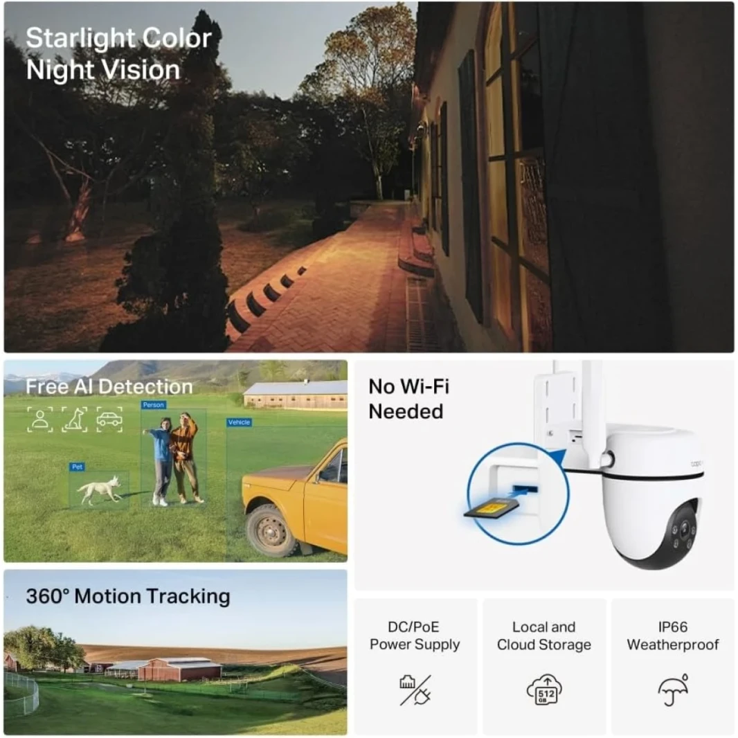TP-Link TAPO C501GW PAN/TILT 4G LTE LTE Outdoor Camera ، لا حاجة إلى Wi-Fi ، 1080 بكسل HD كامل ، 360 درجة تتبع الحركة ، لا رسوم شهرية ، اكتشاف الذكاء الاصطناع