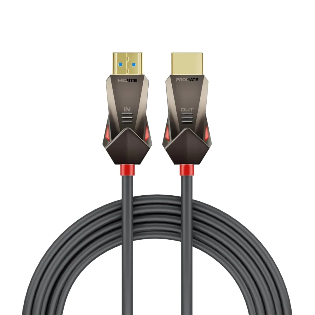Promate ProLink4K60-15M HDMI 2.0 Cable 4K@60Hz 3D Video Support 18Gbps Bandwidth Ethernet 15M Fiber Optic Cable and Gold-Plated