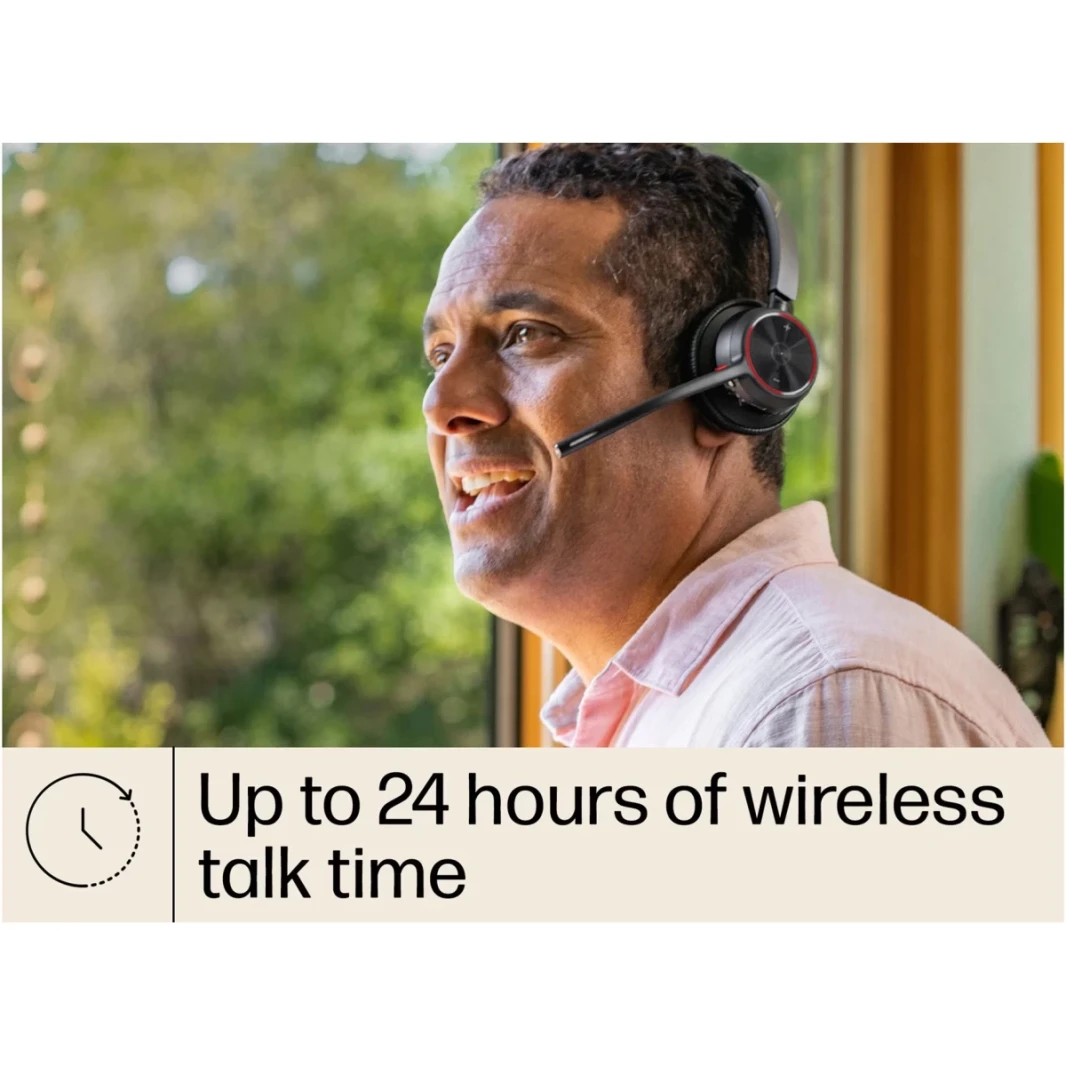 Poly Voyager 4320 USB-A Wireless Headset إلغاء الضوضاء السلبية حتى 24 ساعة وقت التحدث (فرق معتمدة) للكمبيوتر/Mac/Mobile W/BT700 محول وشحن