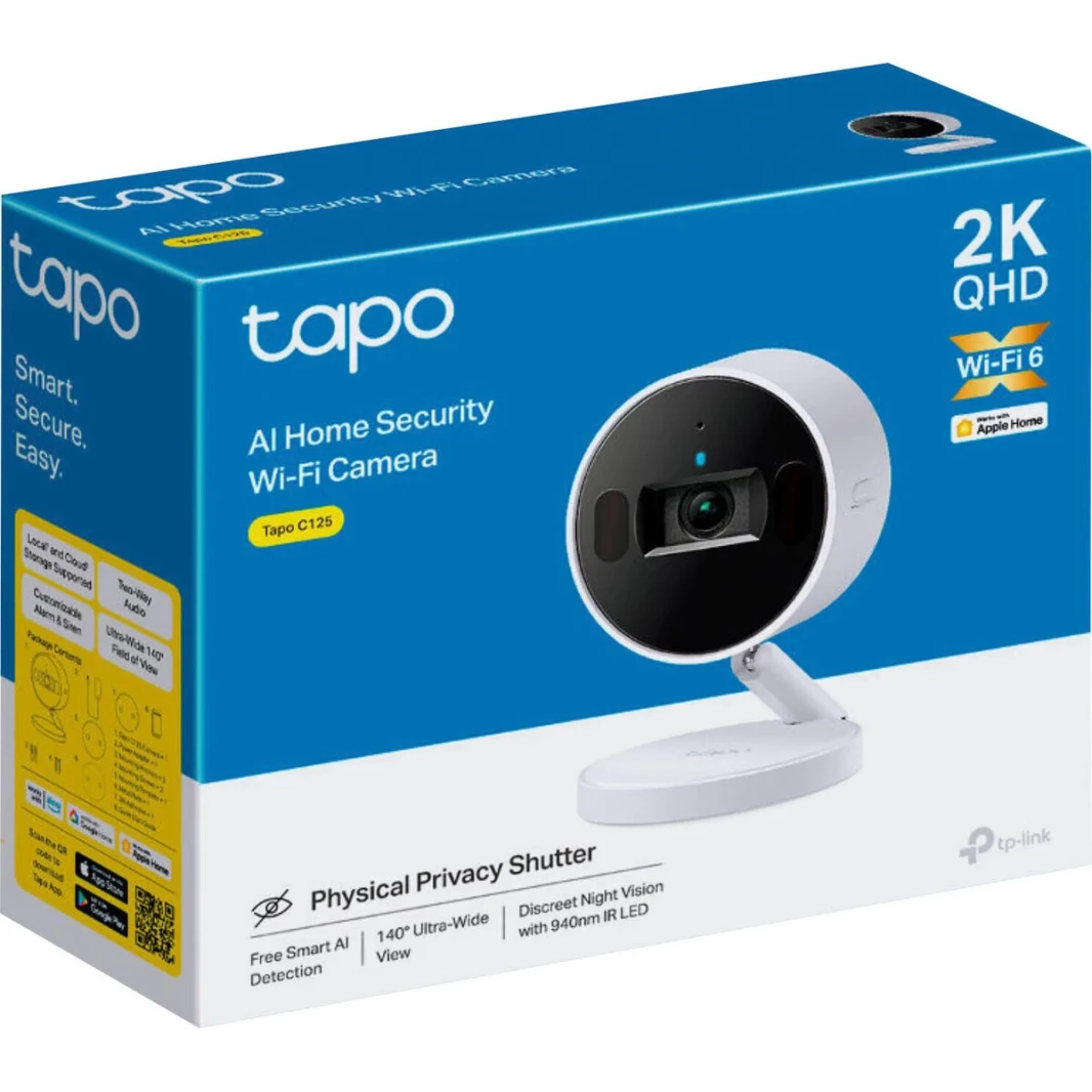 TP-Link Tapo C125 2K QHD 140 ° AI Smart Home Security Wi-Fi Camera Motion & Person Detection Attific
