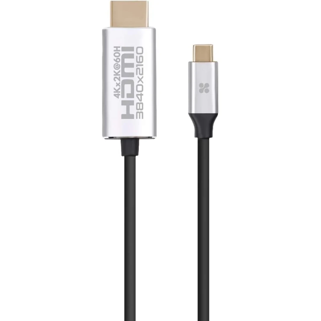 PROMATE HDLINK-60H USB-C إلى HDMI Cable Premium USB Type-C إلى 4K 60Hz HDMI Adapter (Thunderbolt 3 متوافق) مع دعم UHD 1.8M كابل-رمادي